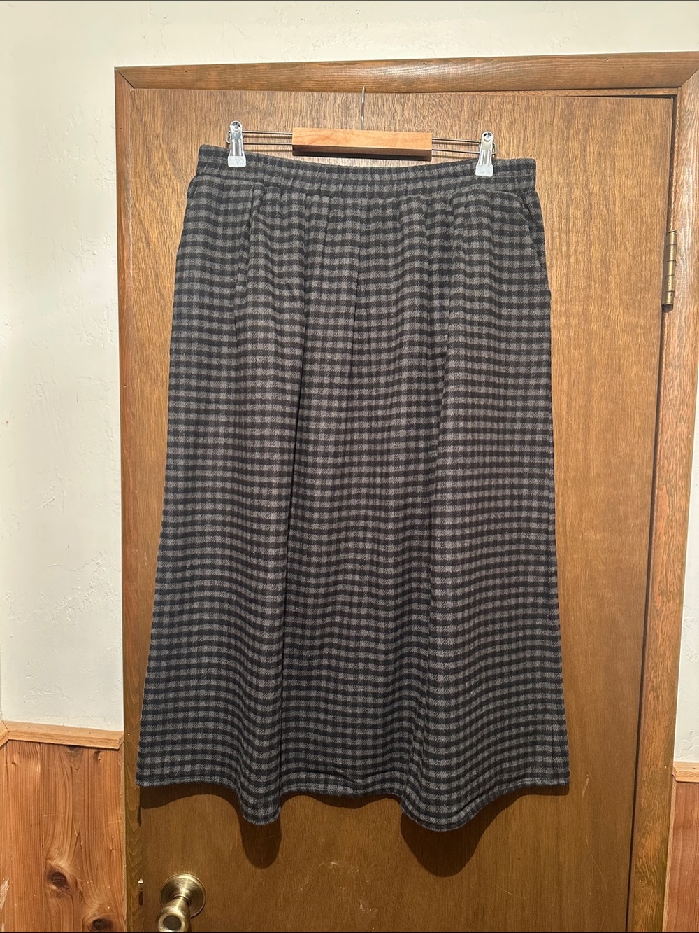 Soft Flannel Charcoal and Black Checkered Skirt